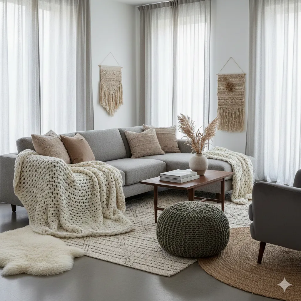 Koselige tekstiler i et moderne hjem